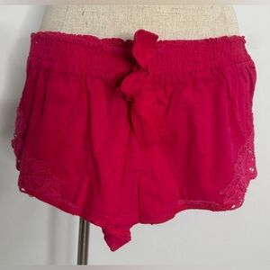 Undiz: Bright Pink Lace Trim Shorts